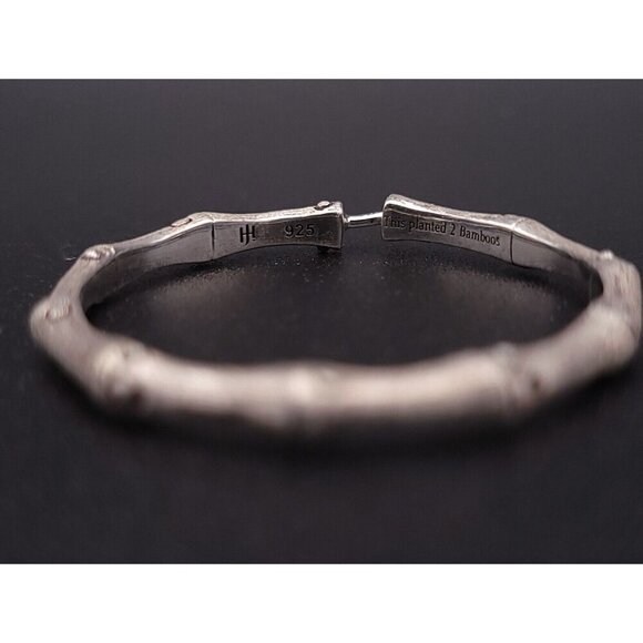 John Hardy Sterling Silver Satin Bamboo Hoop Earrings 1.25" - Picture 8 of 10